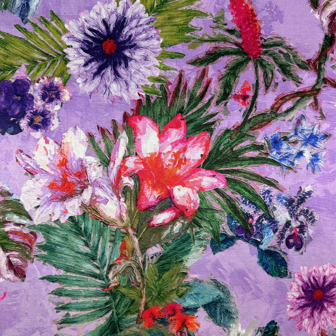 Italian deadstock 'painted floral' silk/viscose satin voile 1.875 yds