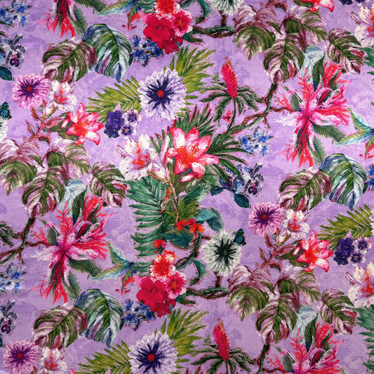 Italian deadstock 'painted floral' silk/viscose satin voile