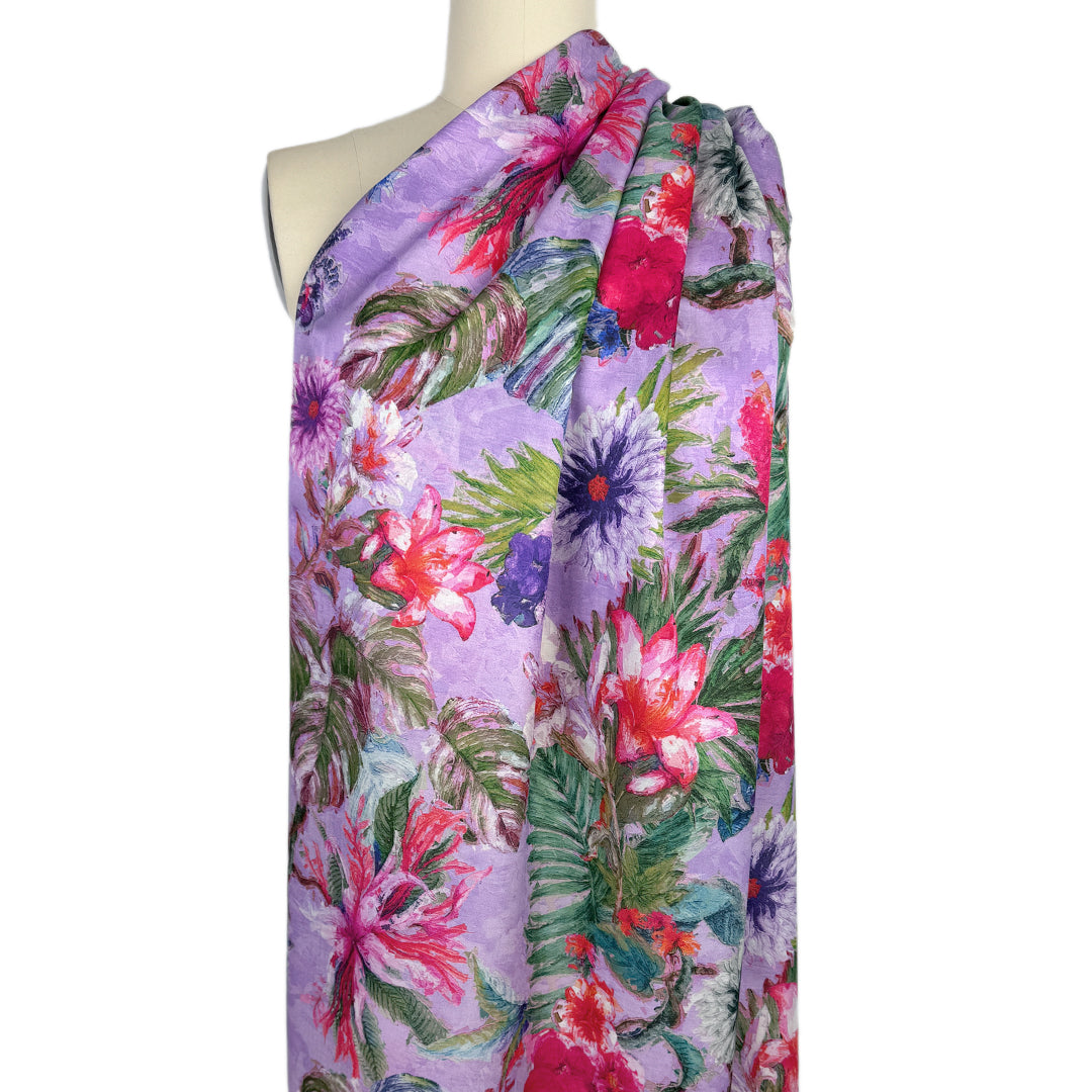 Italian deadstock 'painted floral' silk/viscose satin voile 1.875 yd