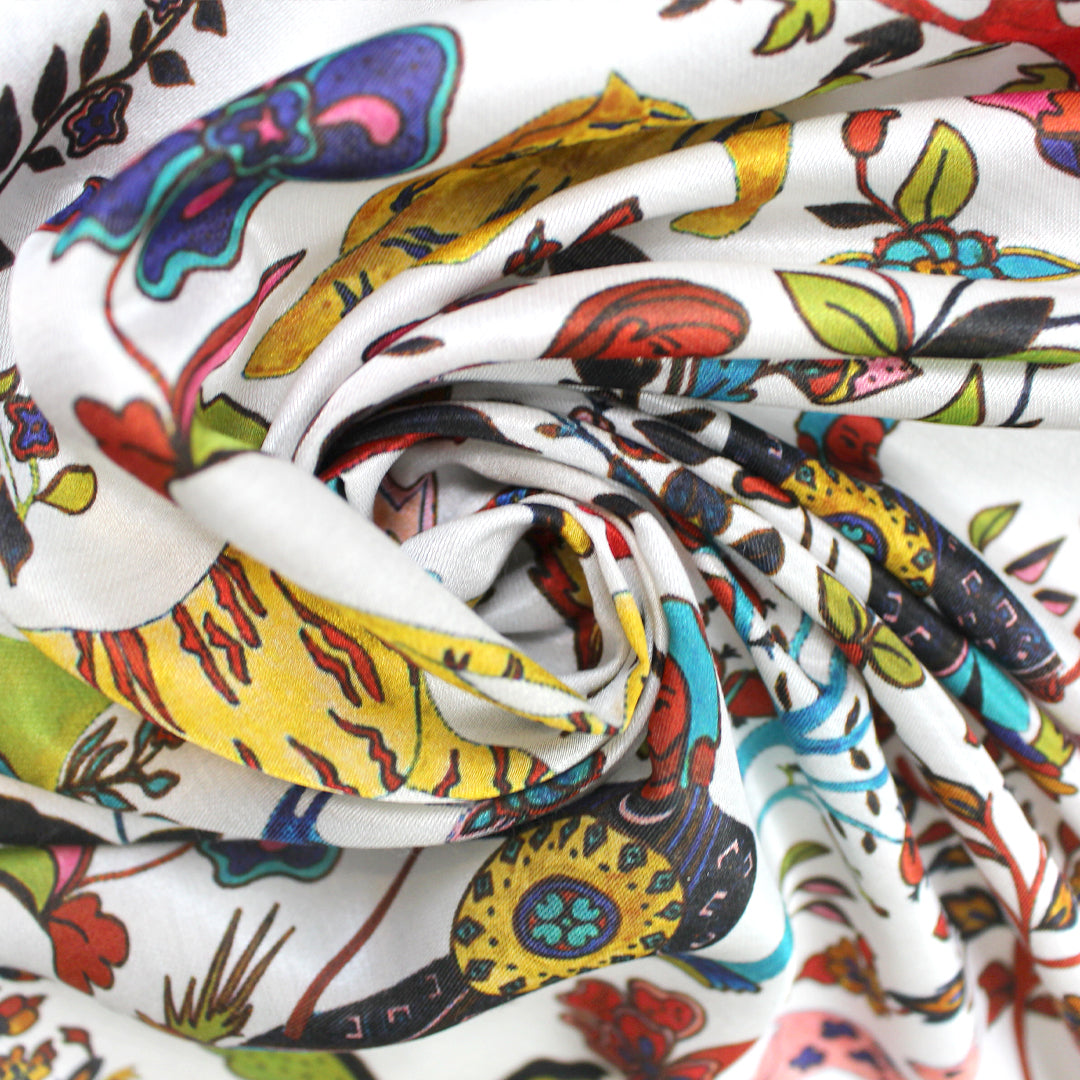 Italian designer deadstock 'folk lore' silk/viscose voile 1.5 yd