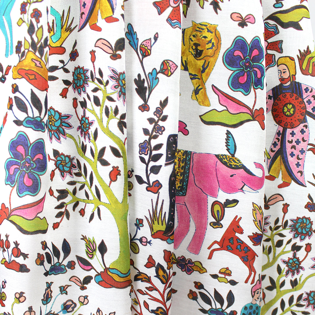 Italian designer deadstock 'folk lore' silk/viscose voile 1.5 yd