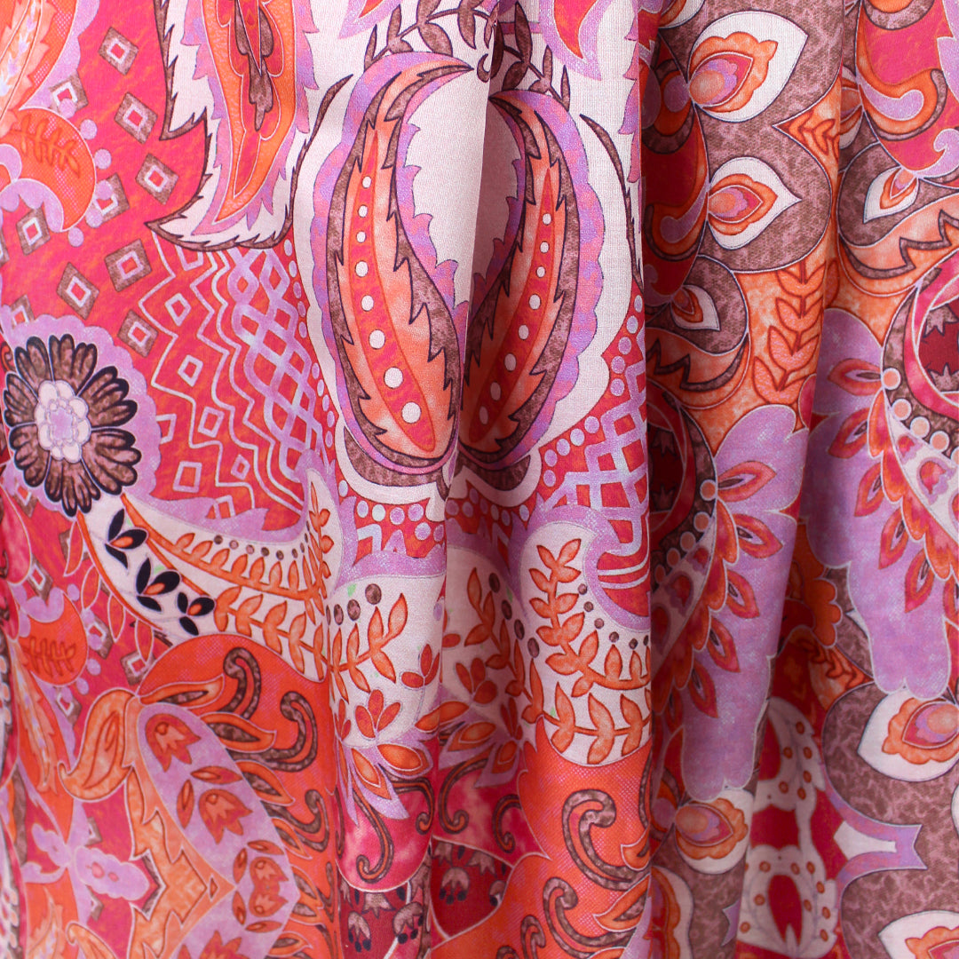 Italian designer deadstock 'splendid scroll' silk/viscose voile 1.625 yd