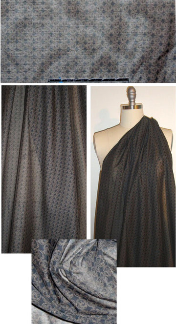 Italian black/taupe graphic cotton/silk voile 1.625 yd