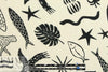 flora/fauna drapey viscose Oeko-Tex woven - black/cream