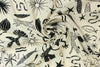 flora/fauna drapey viscose Oeko-Tex woven - black/cream 1 yard