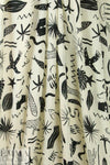 flora/fauna drapey viscose Oeko-Tex woven - black/cream