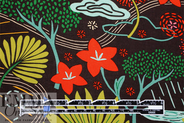 'fanciful landscape' viscose challis woven .625 yds