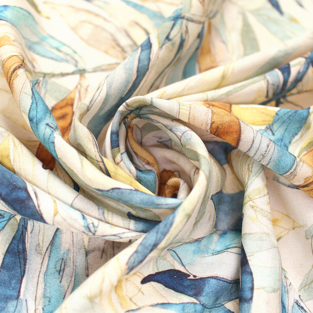 'watercolor floral' printed viscose poplin 1 yard