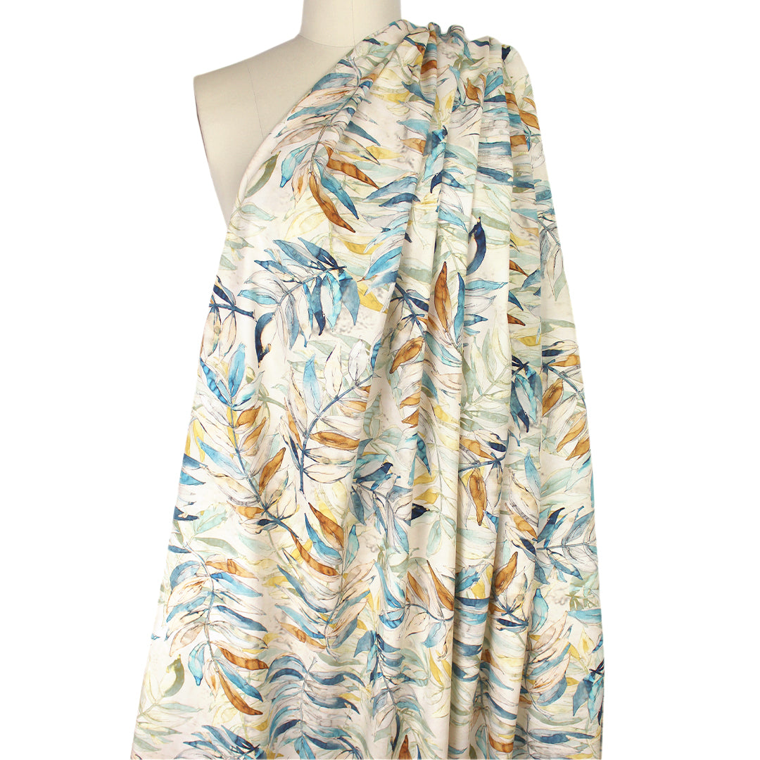 'watercolor floral' printed viscose poplin .5 yds