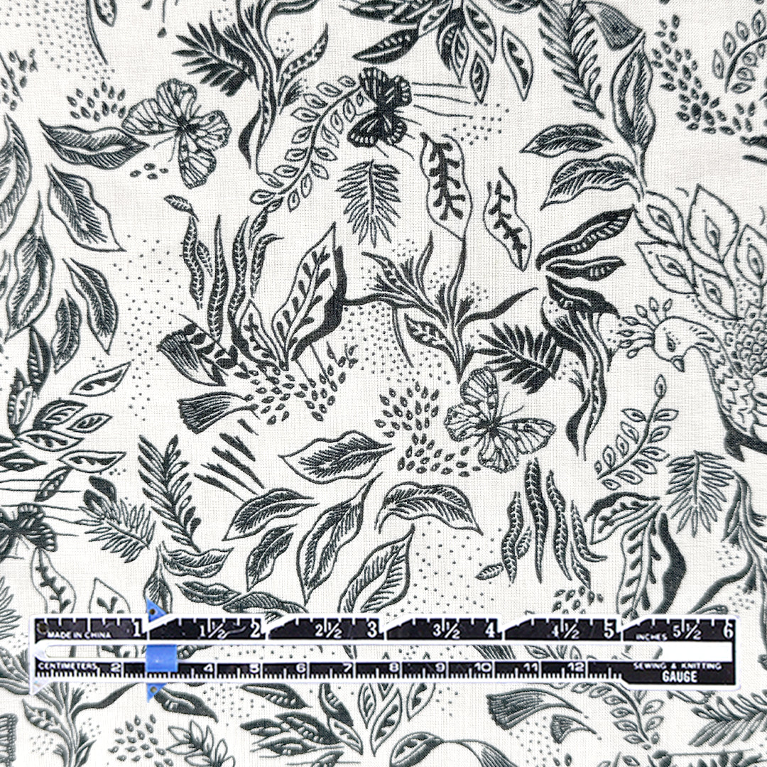 Italian 'botanical in motion' cotton shirting 1 yard