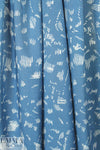 CA designer blue crosshatch rayon voile