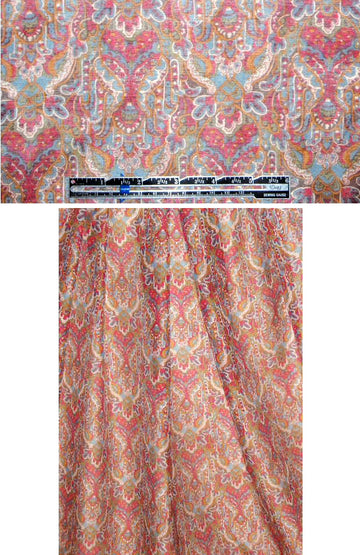 famous designer rose/gray/dijon silk/cotton voile