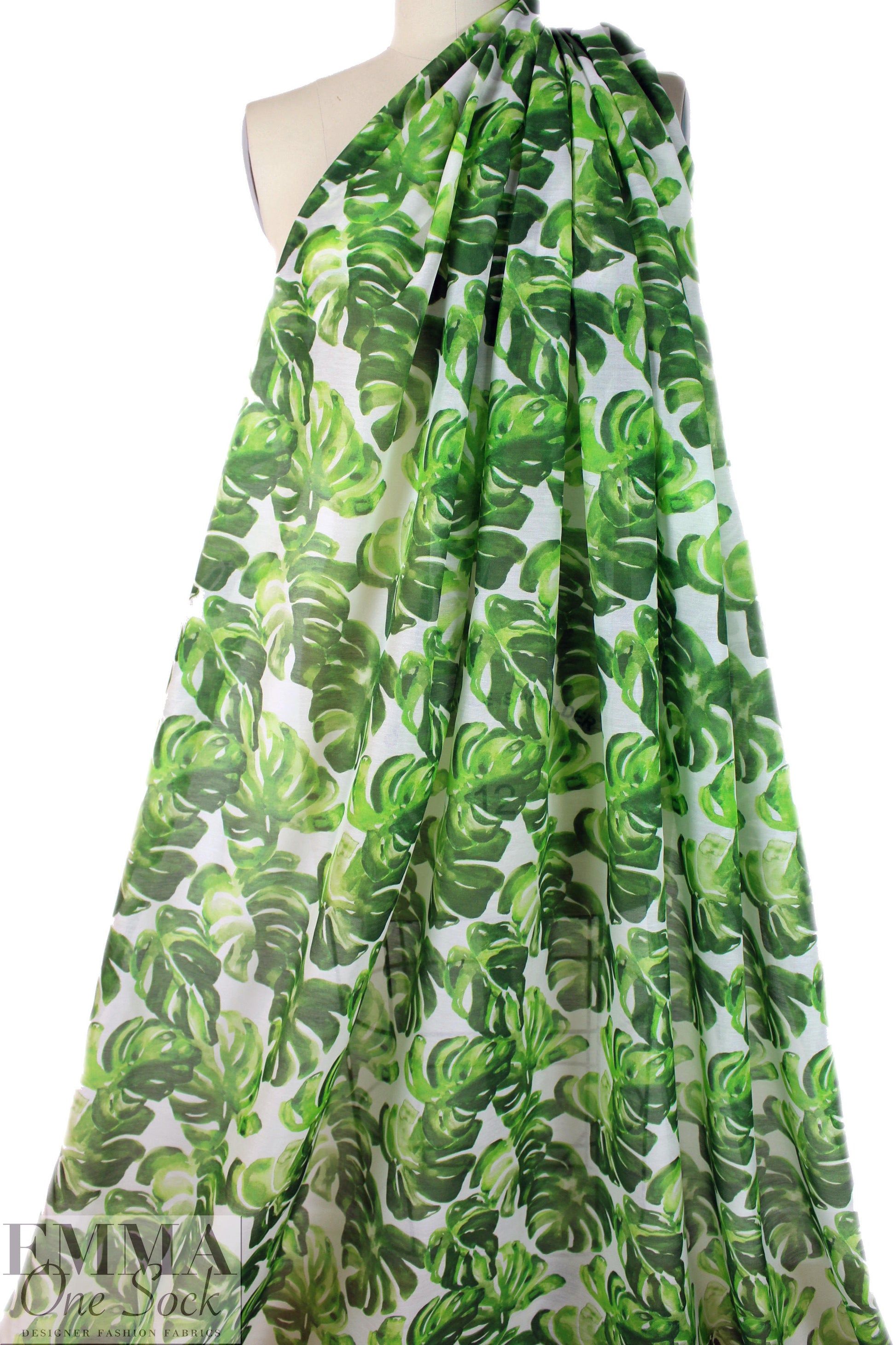Caroline C0nstas monstera leaf cotton/silk voile - white 1.875 yd