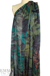 Italian 'field of leaves' cotton voile - olive/teal/light auburn 1.125 yds