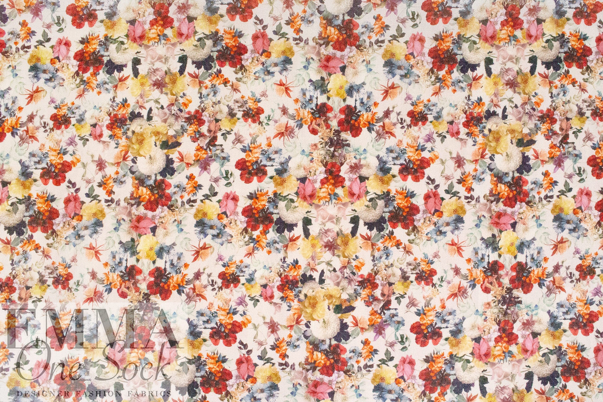 Italian 'vintage botanical' cotton voile - rouge/slate 1.75 yd