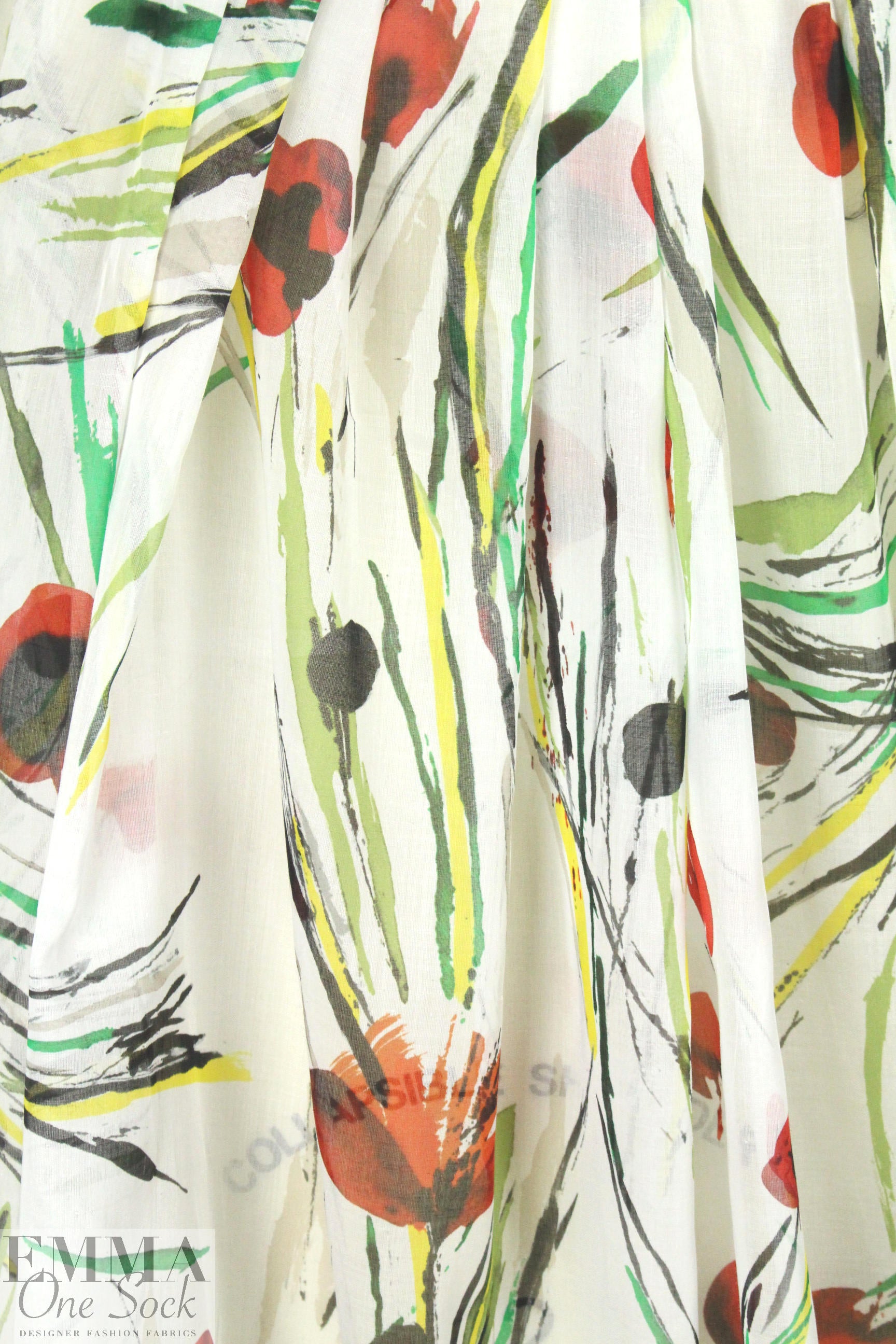 Italian wispy watercolor floral cotton voile .66 yds