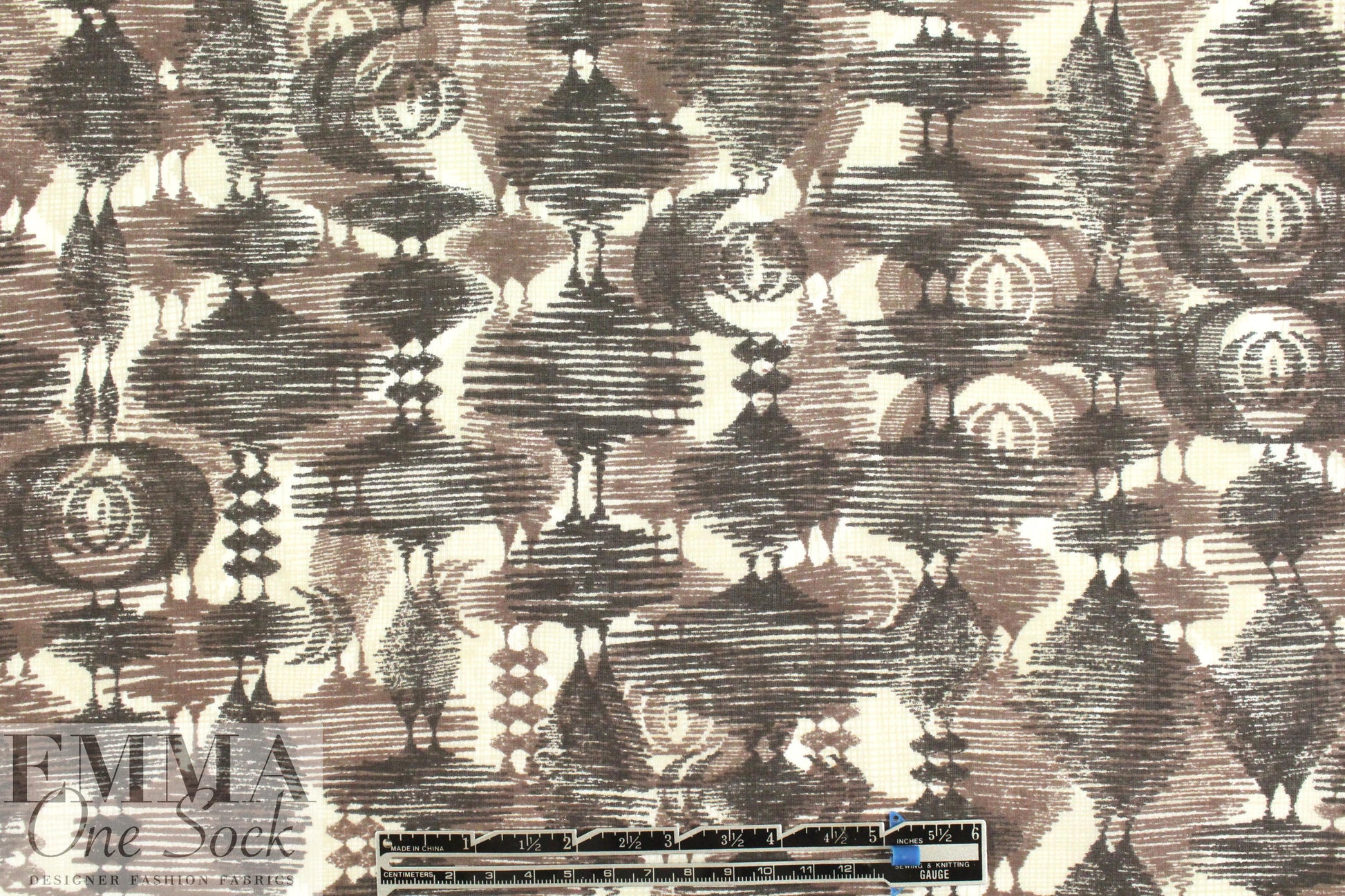 French etchy earthtones graphic cotton voile