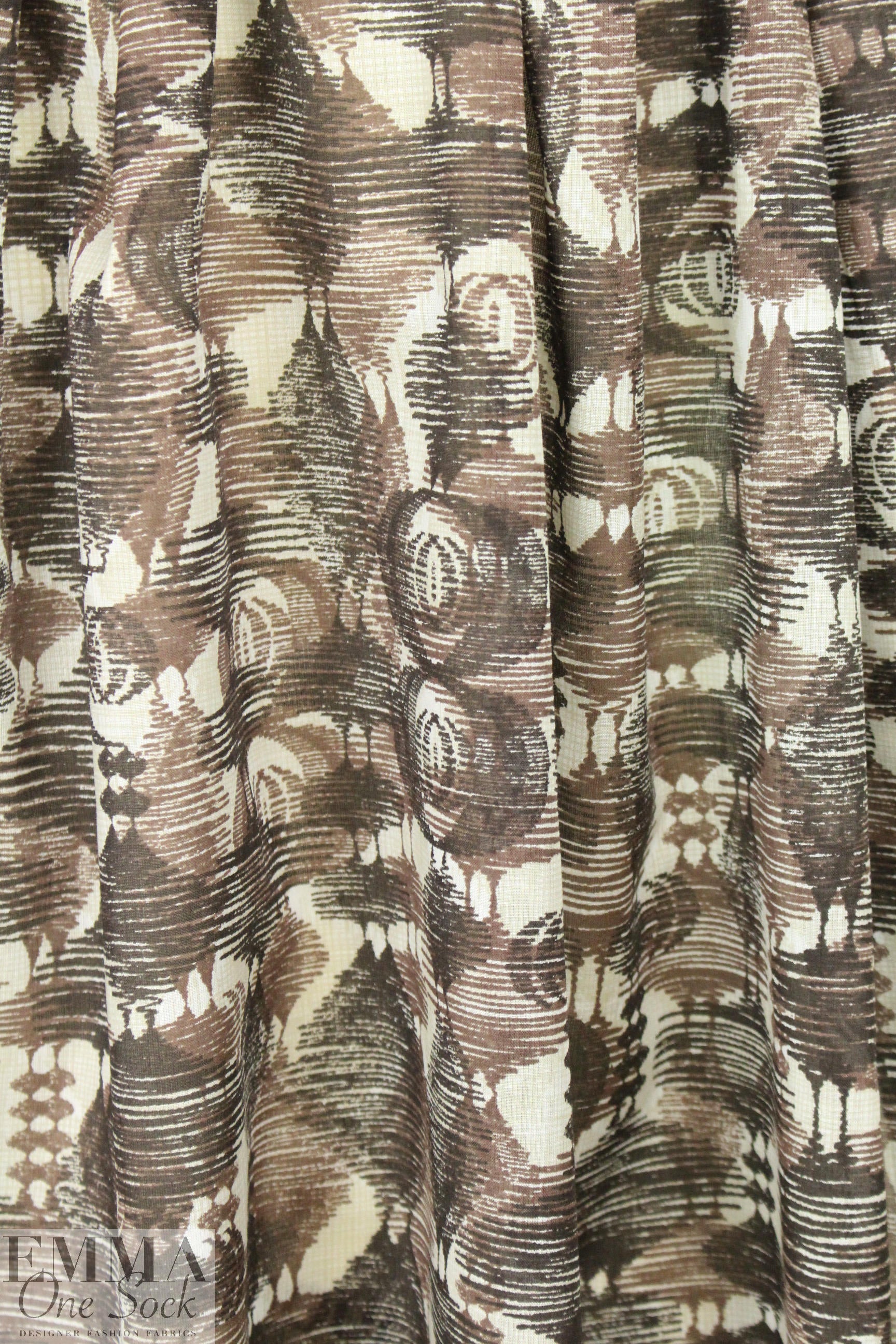 French etchy earthtones graphic cotton voile