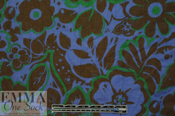 NY designer blue/kelly/nutmeg floral cotton stretch voile