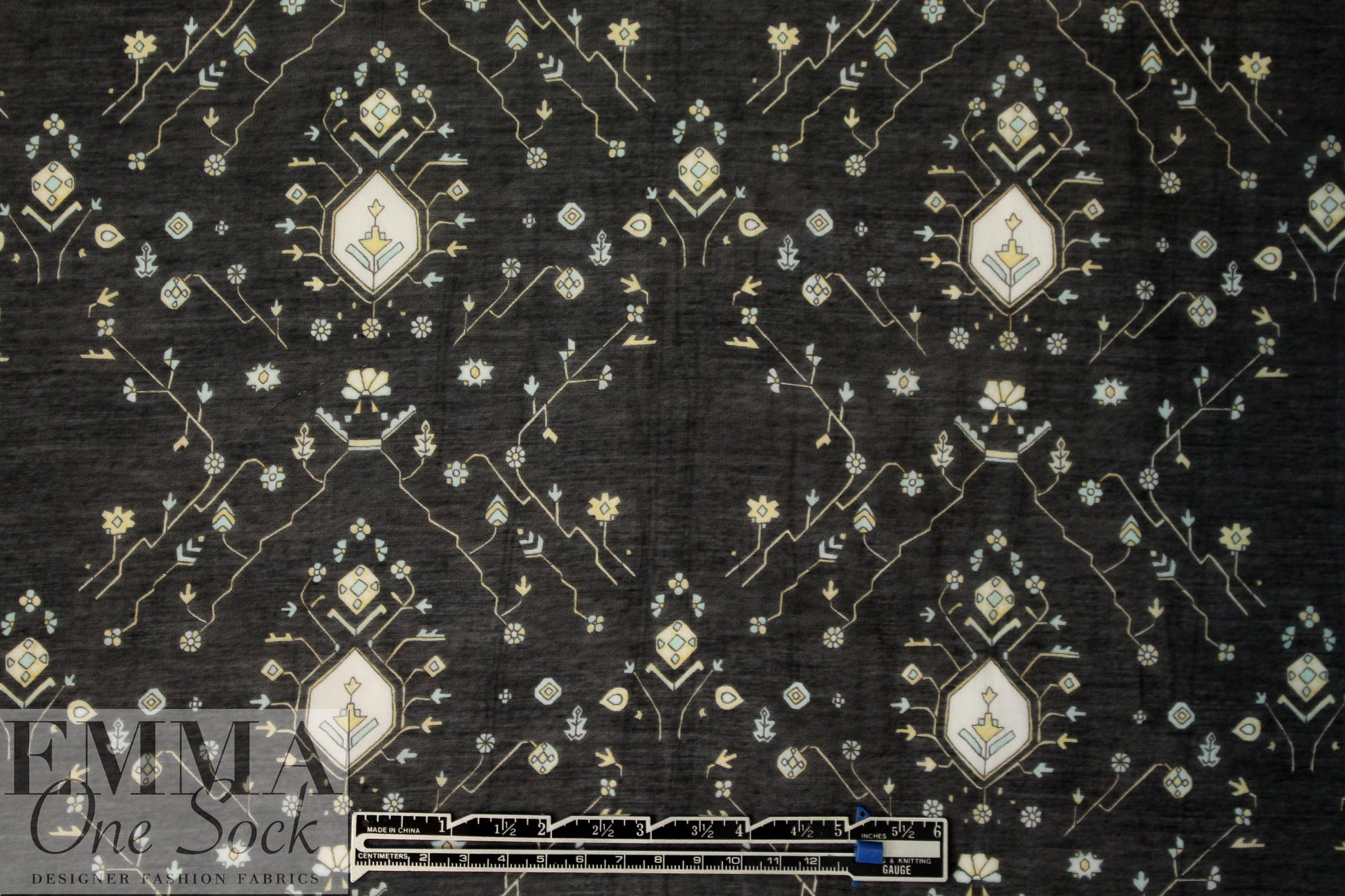 Caroline C0nstas 'deco doodle' cotton/silk voile - black 1.75 yd