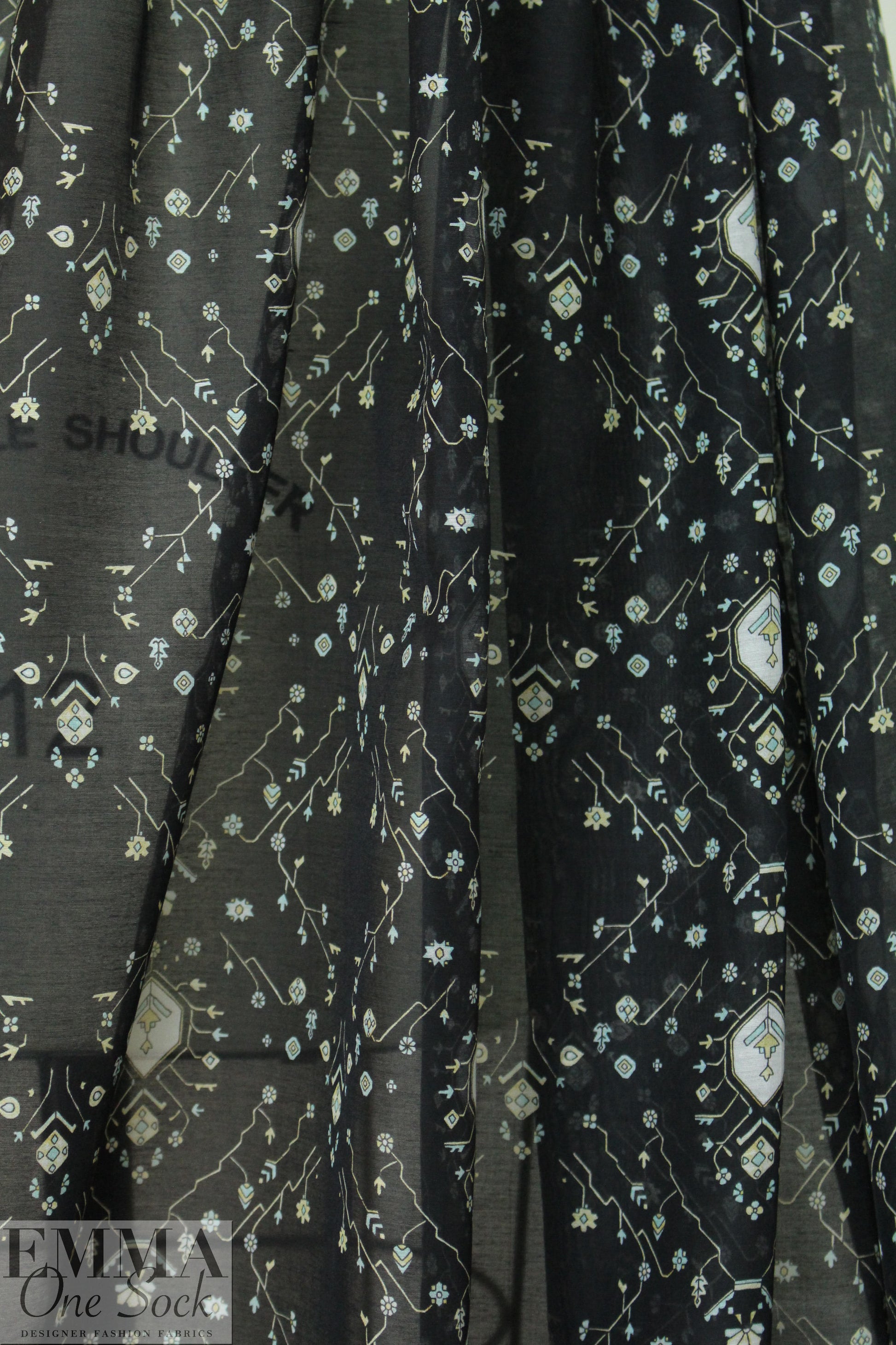 Caroline C0nstas 'deco doodle' cotton/silk voile - black 1 yard