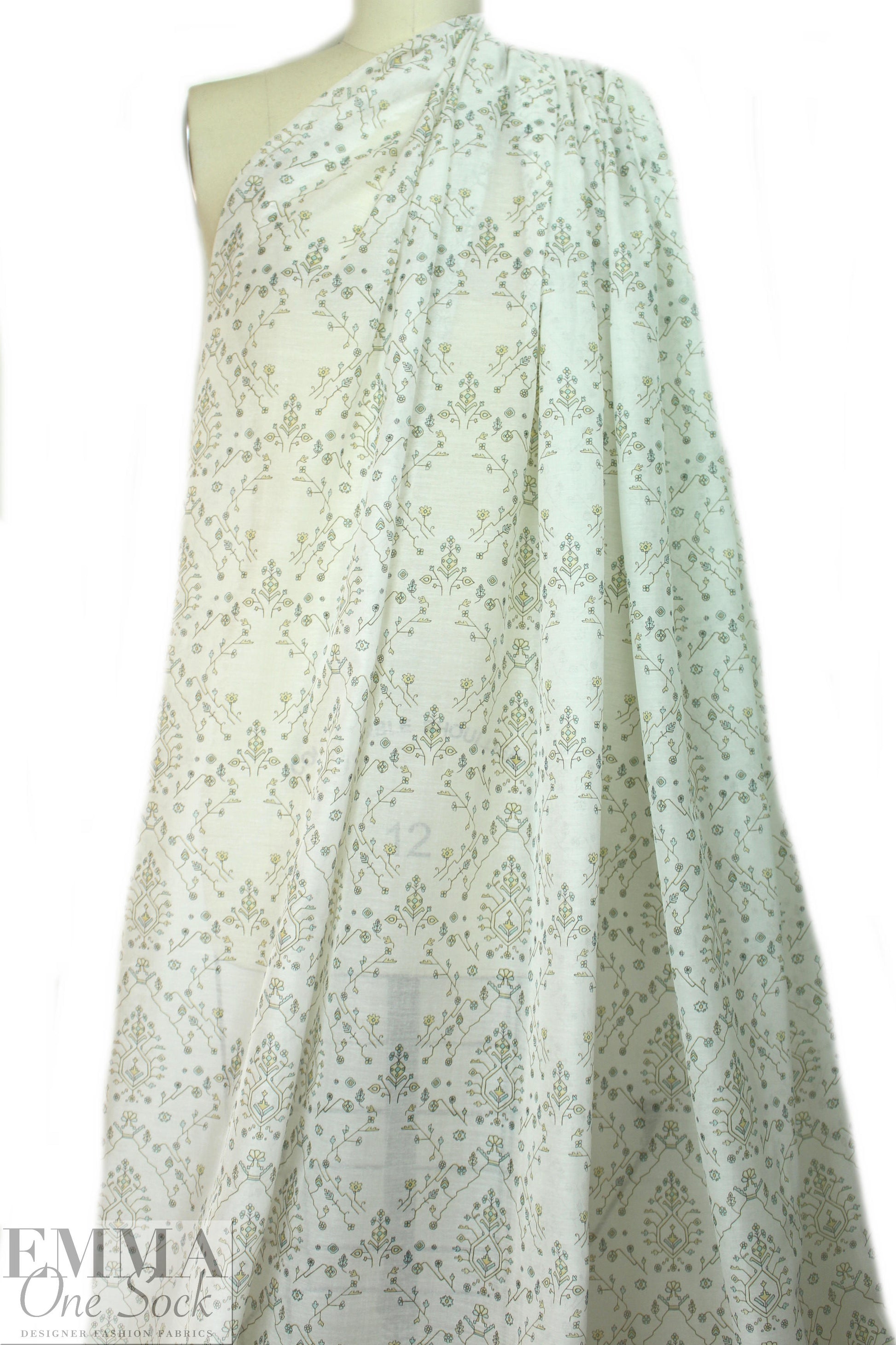Caroline C0nstas 'deco doodle' cotton/silk voile - natural 1.875 yd