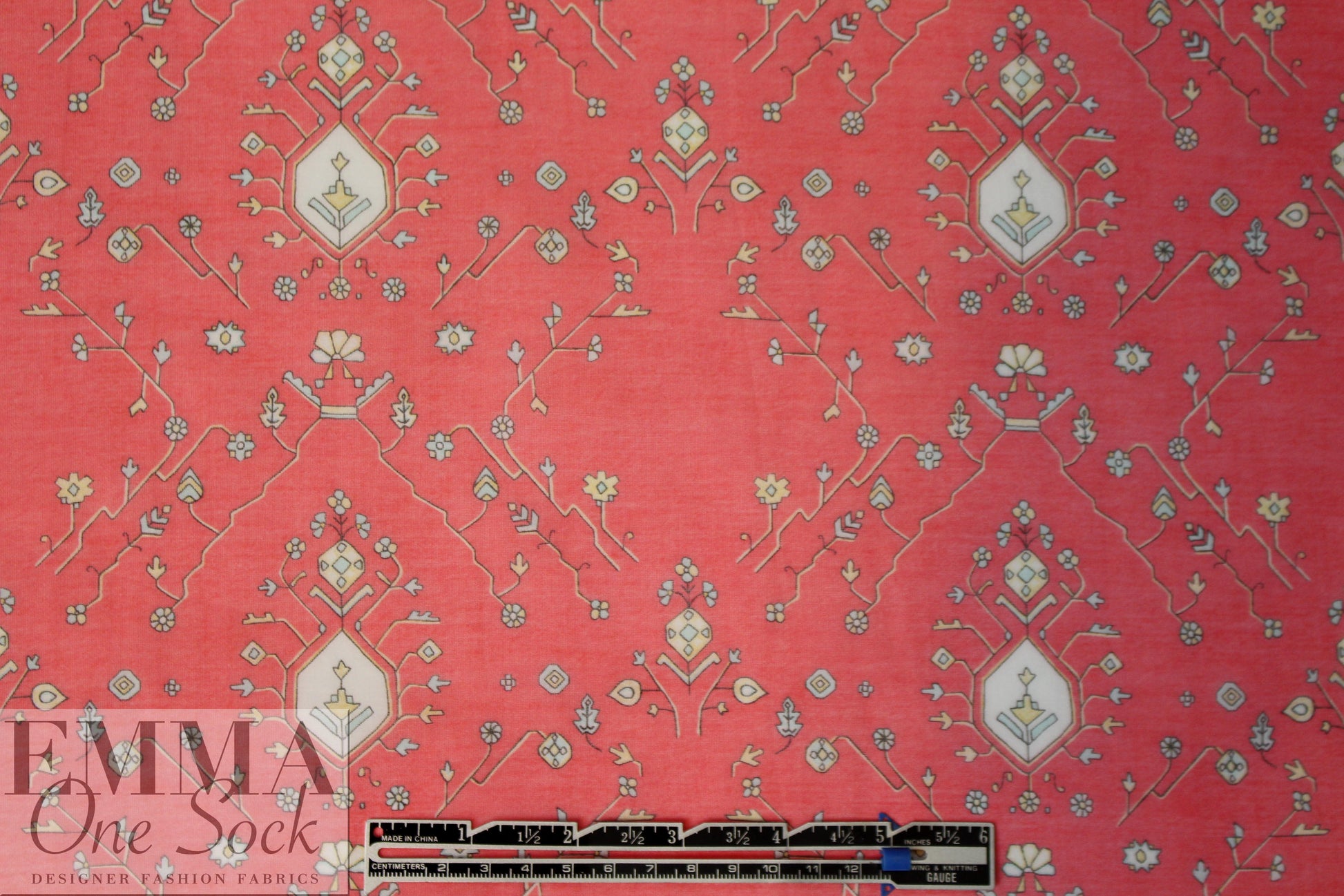 Caroline C0nstas 'deco doodle' cotton/silk voile - red