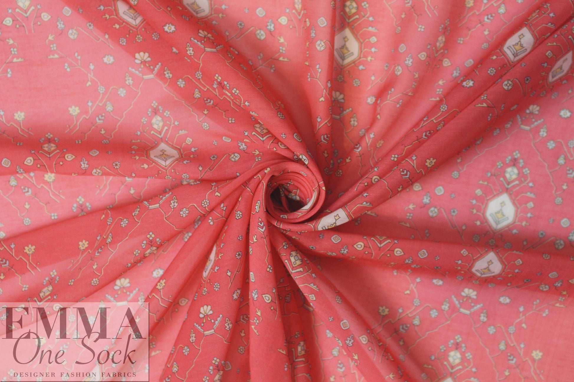 Caroline C0nstas 'deco doodle' cotton/silk voile - red