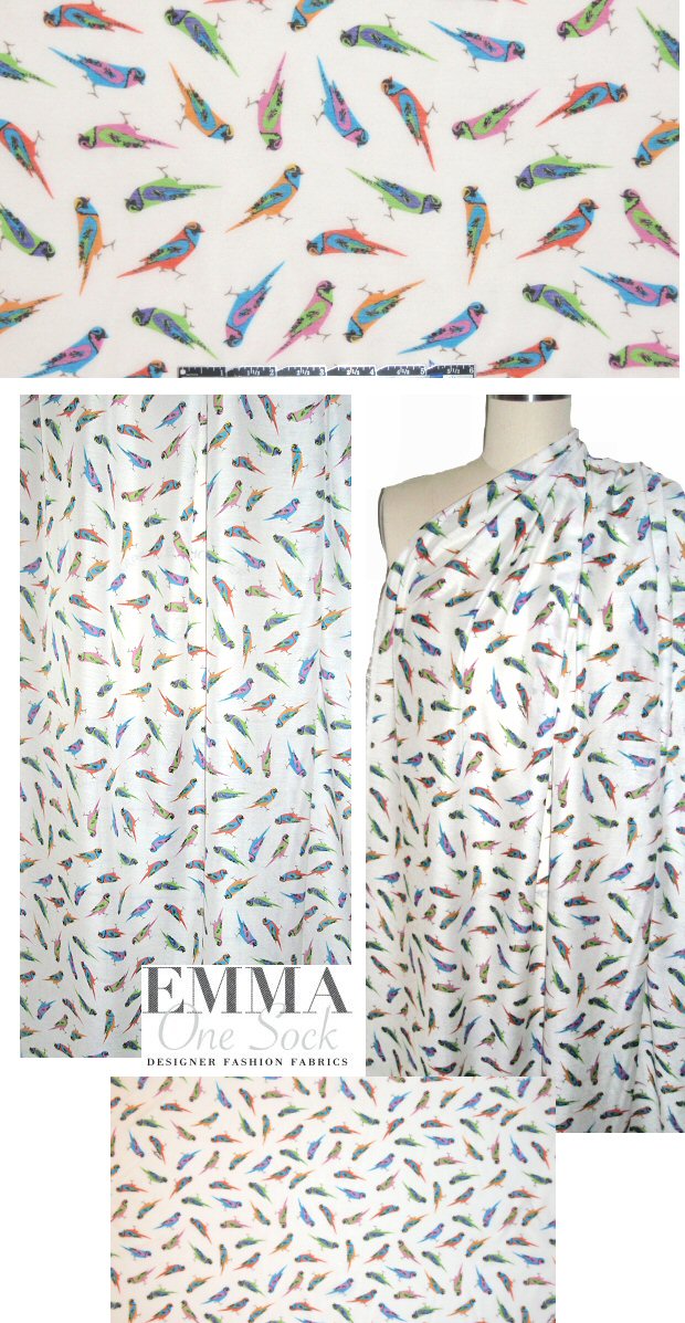 Mi11y 'gathering of birds' silk voile