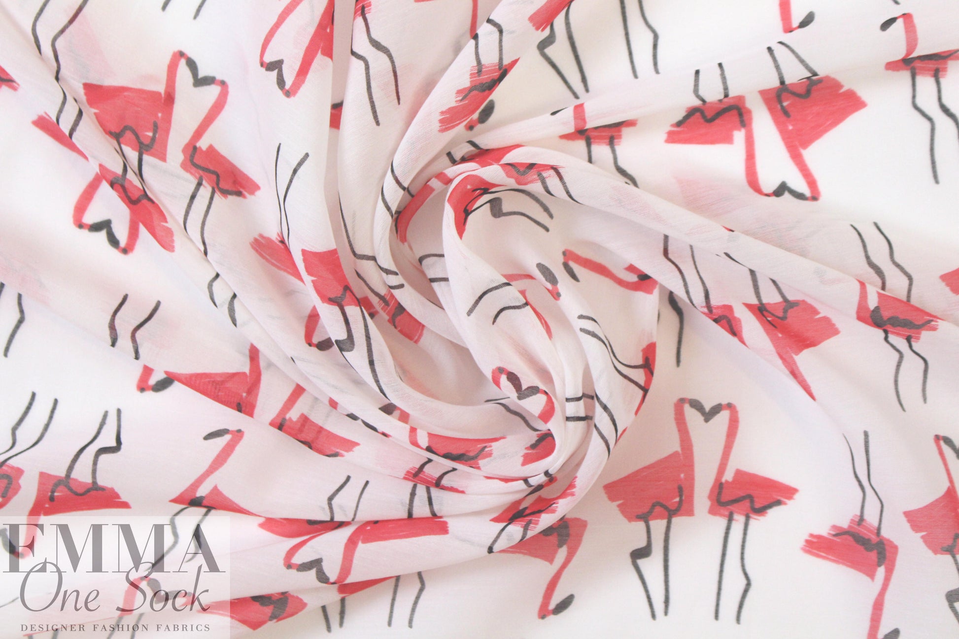 Mi11y 'kissing flamingos' cotton/silk voile