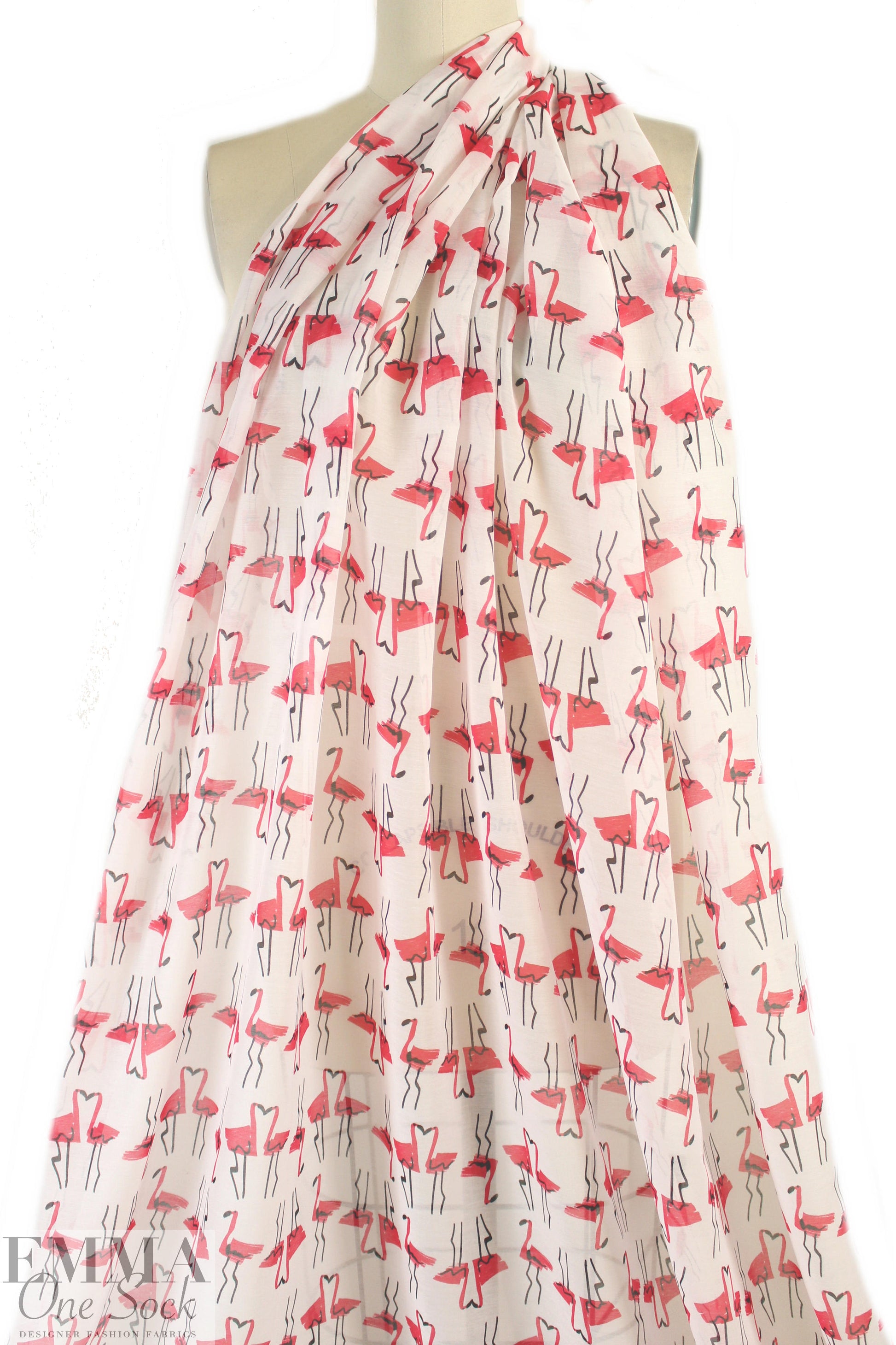 Mi11y 'kissing flamingos' cotton/silk voile