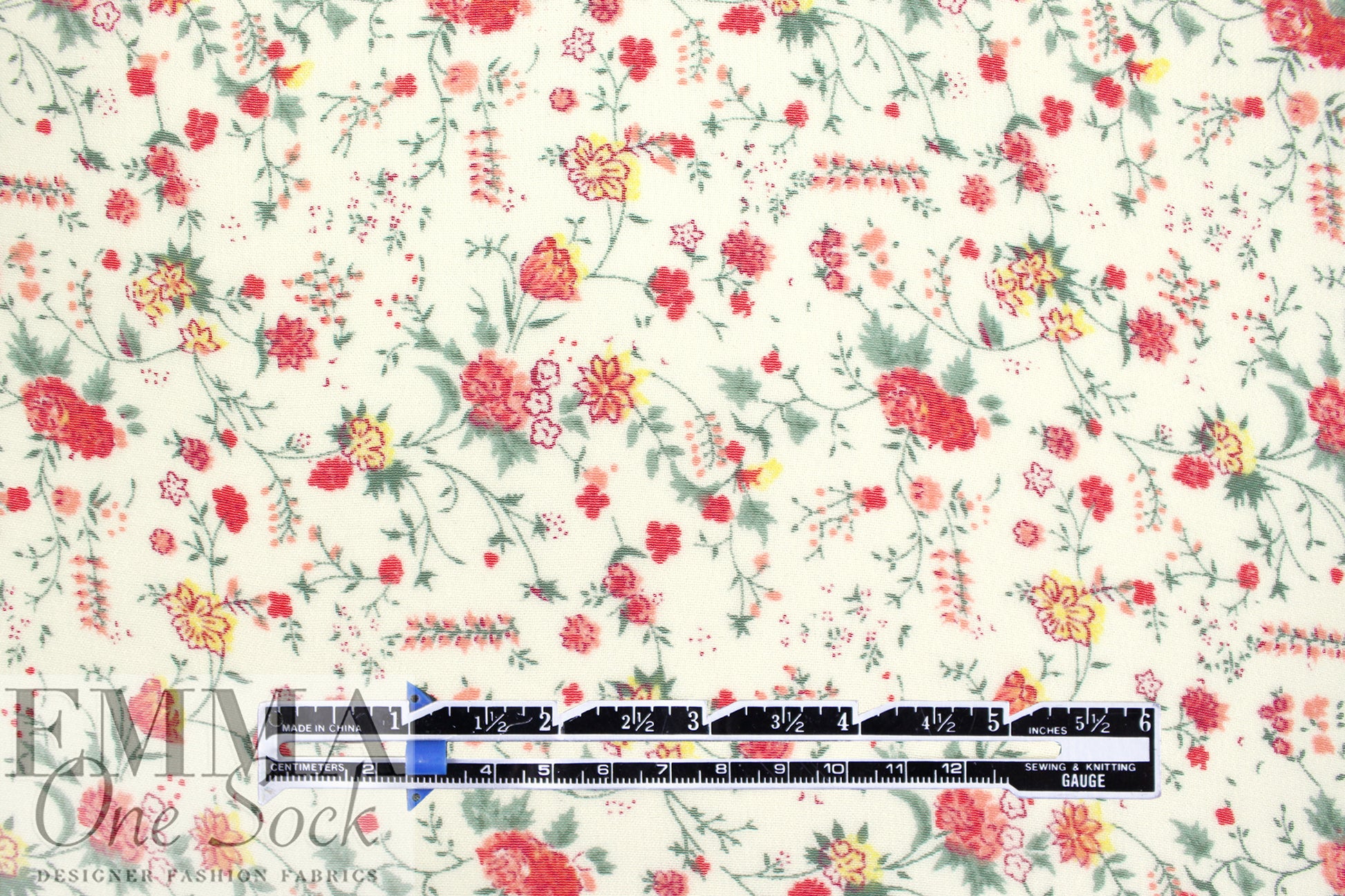 CA designer 'little floral study' semi-sheer rayon georgette 1.25 yds