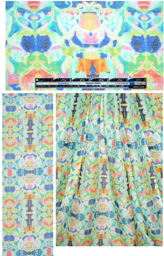 Mi11y digital totem print cotton/silk voile .625 yds