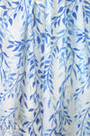 NY designer blue leaf silhouette cotton/silk voile
