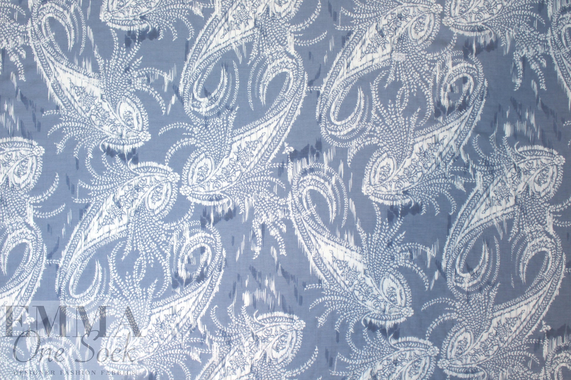 Italian denim/white paisley cotton/silk voile