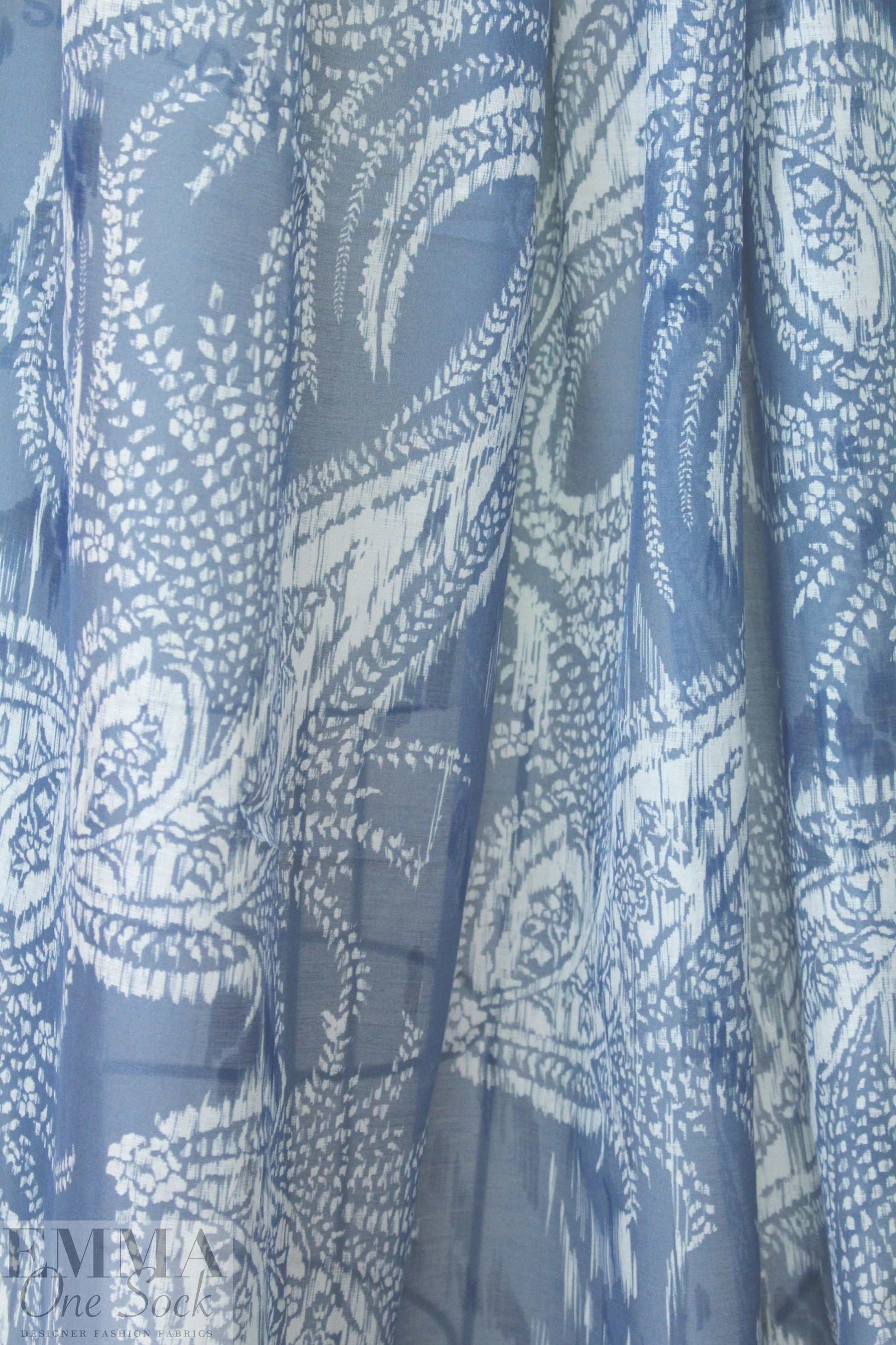 Italian denim/white paisley cotton/silk voile