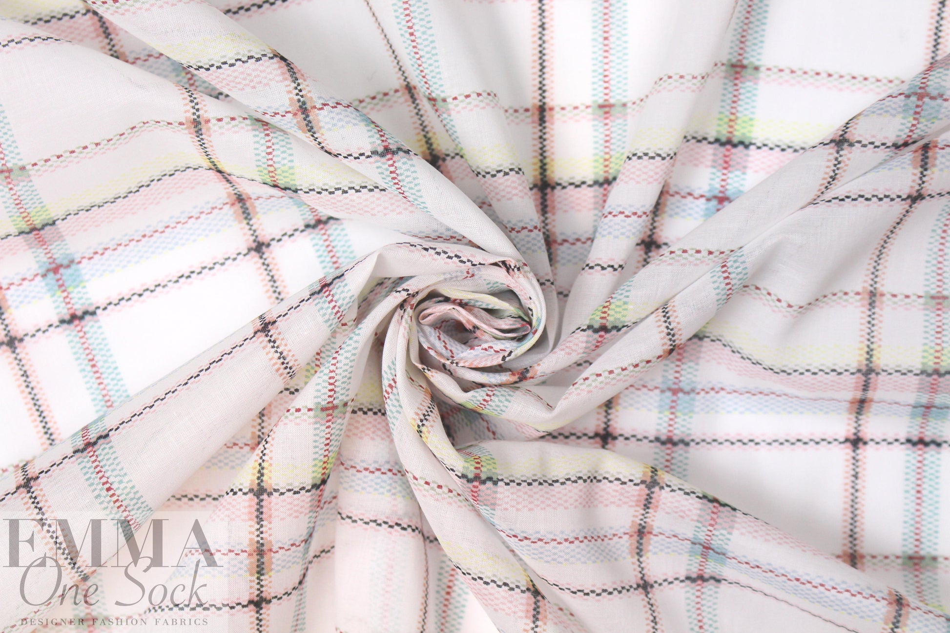 Italian summer plaid print cotton/silk voile