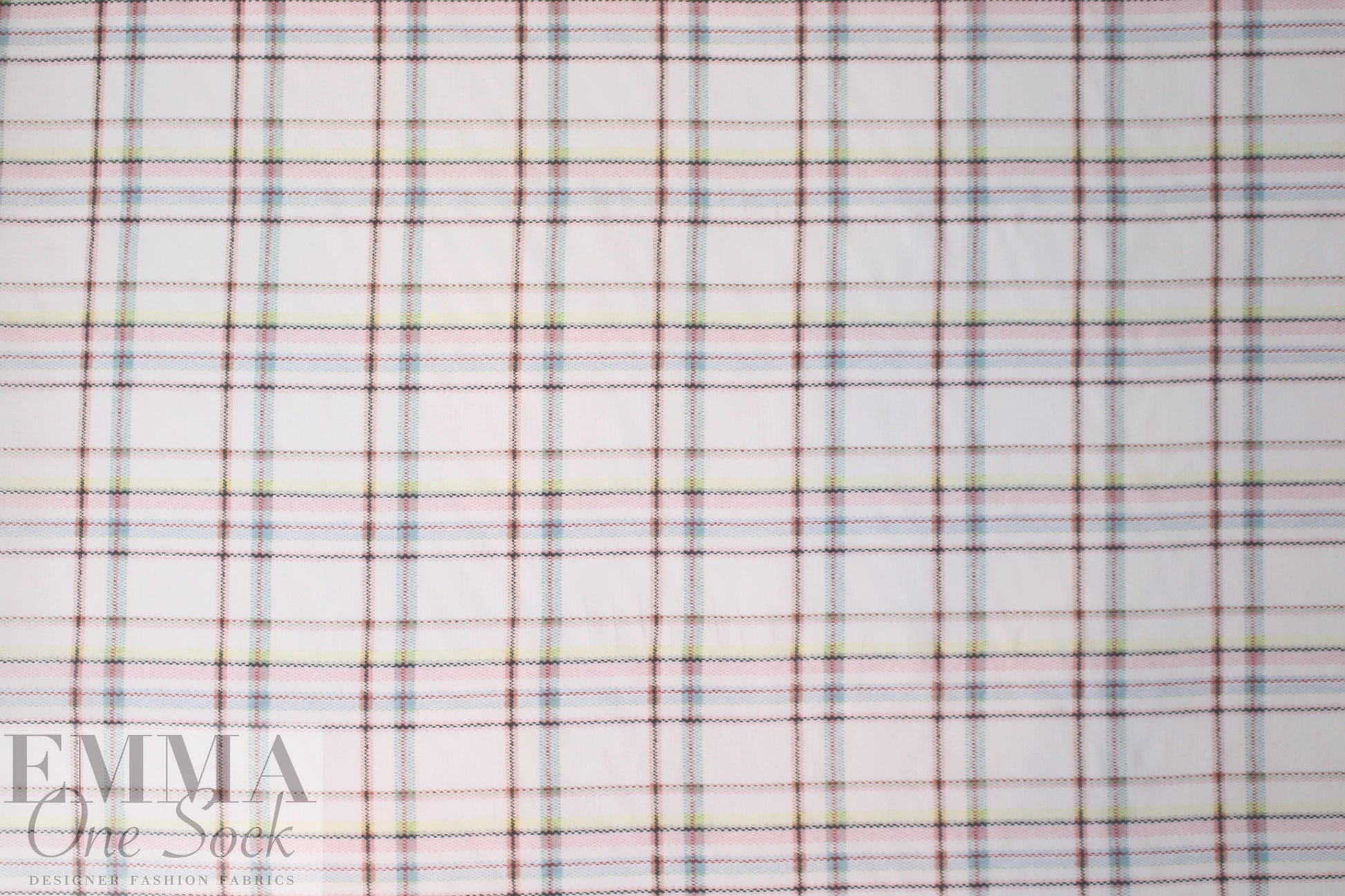 Italian summer plaid print cotton/silk voile