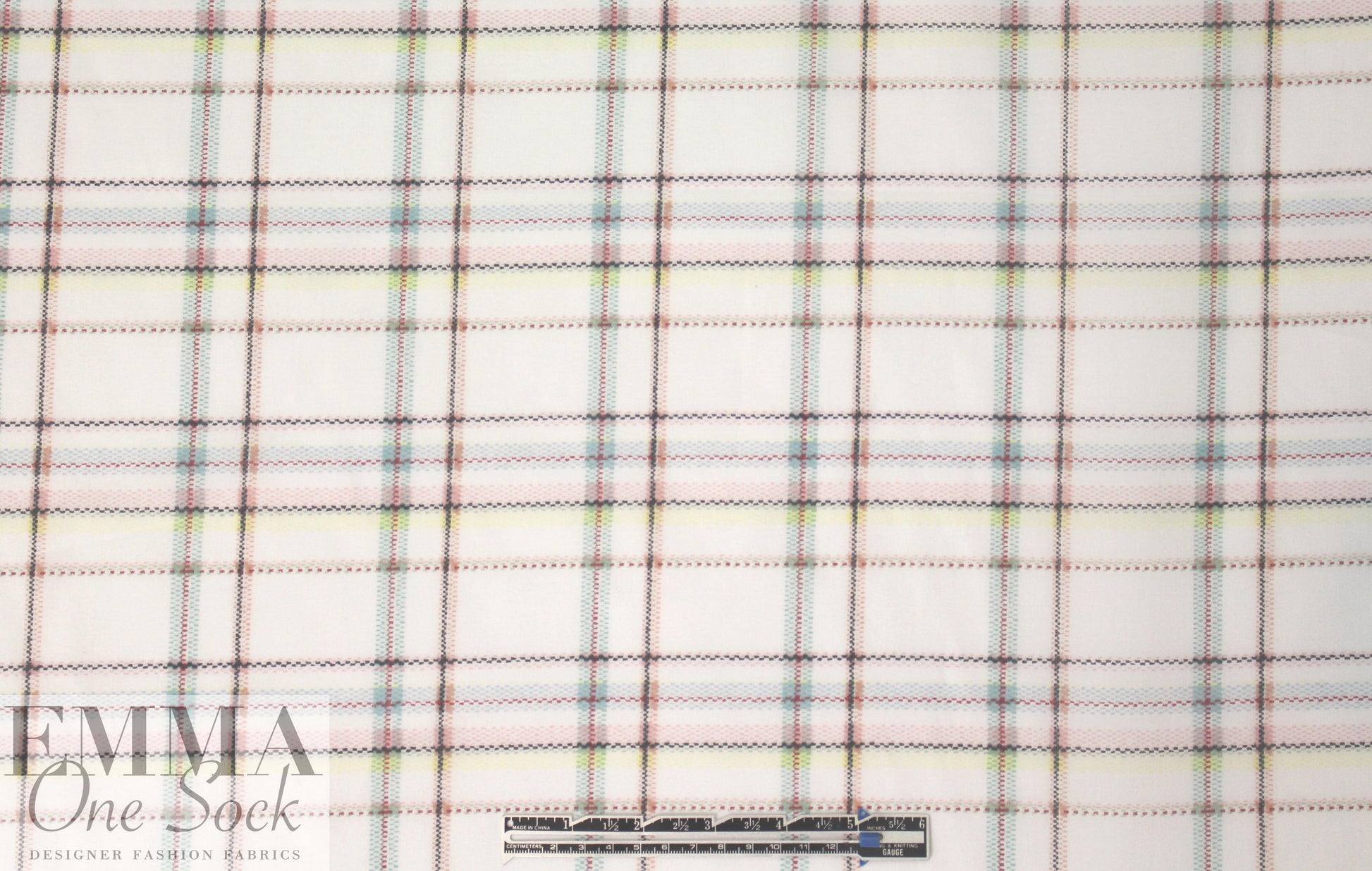Italian summer plaid print cotton/silk voile