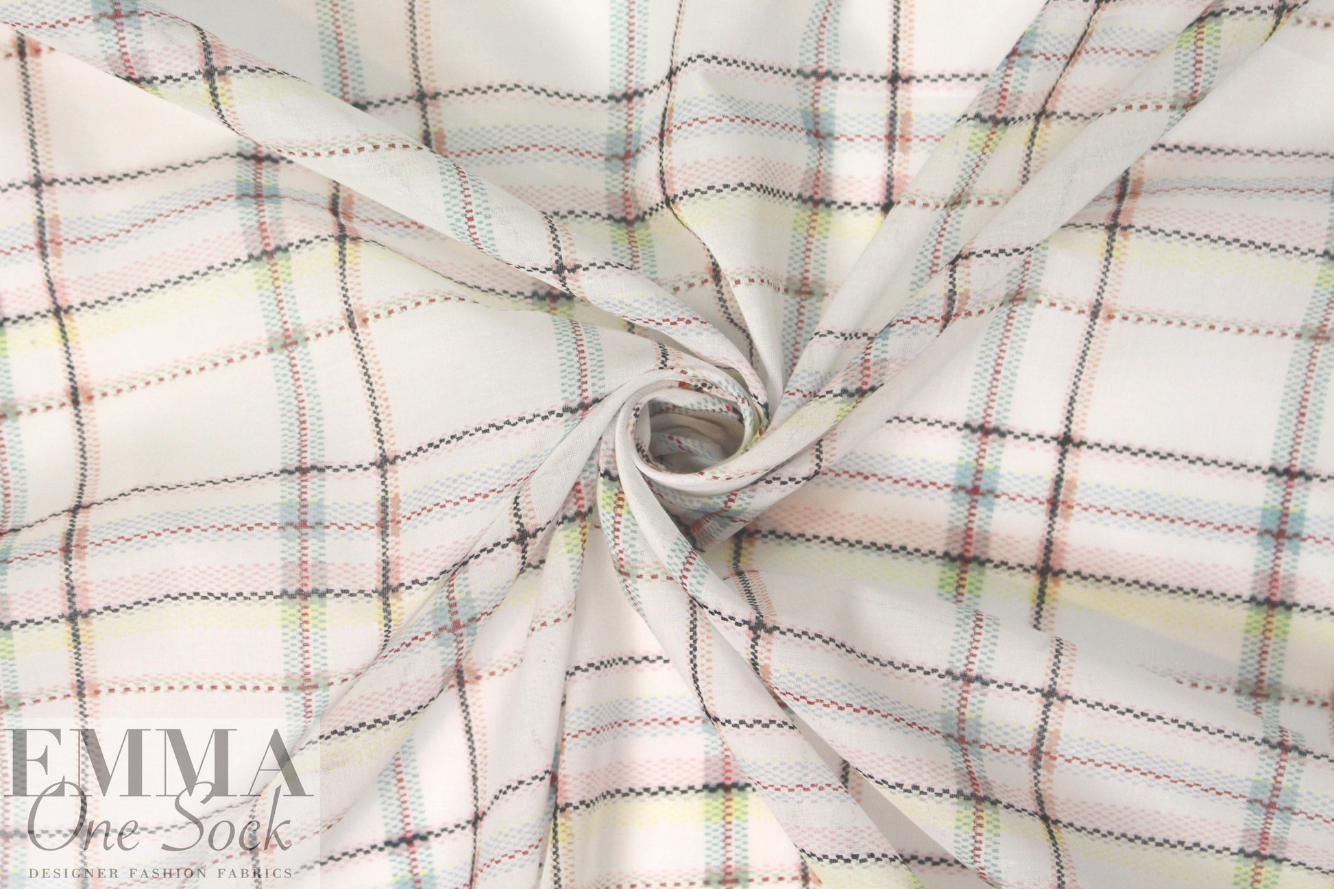 Italian summer plaid print cotton/silk voile 1.75 yds
