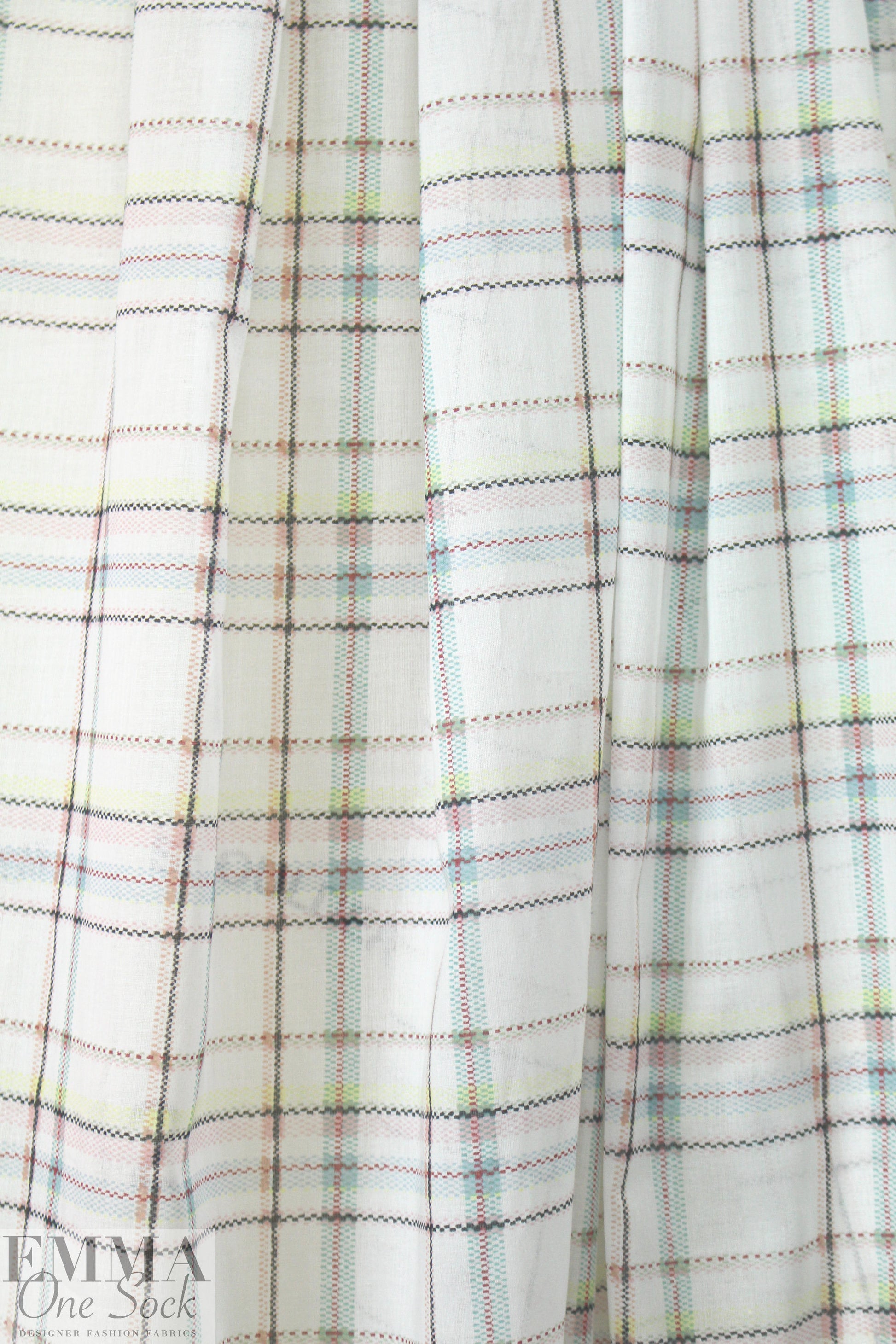 Italian summer plaid print cotton/silk voile 1.75 yds