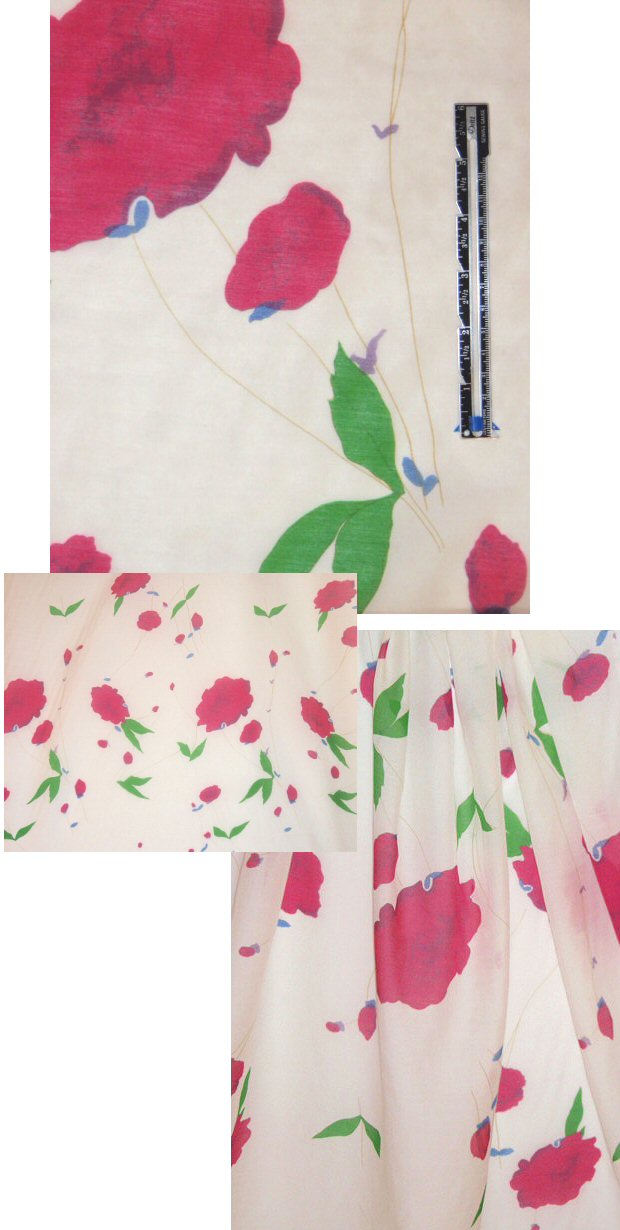 CA designer floating flowers silk/cotton voile  2 yds