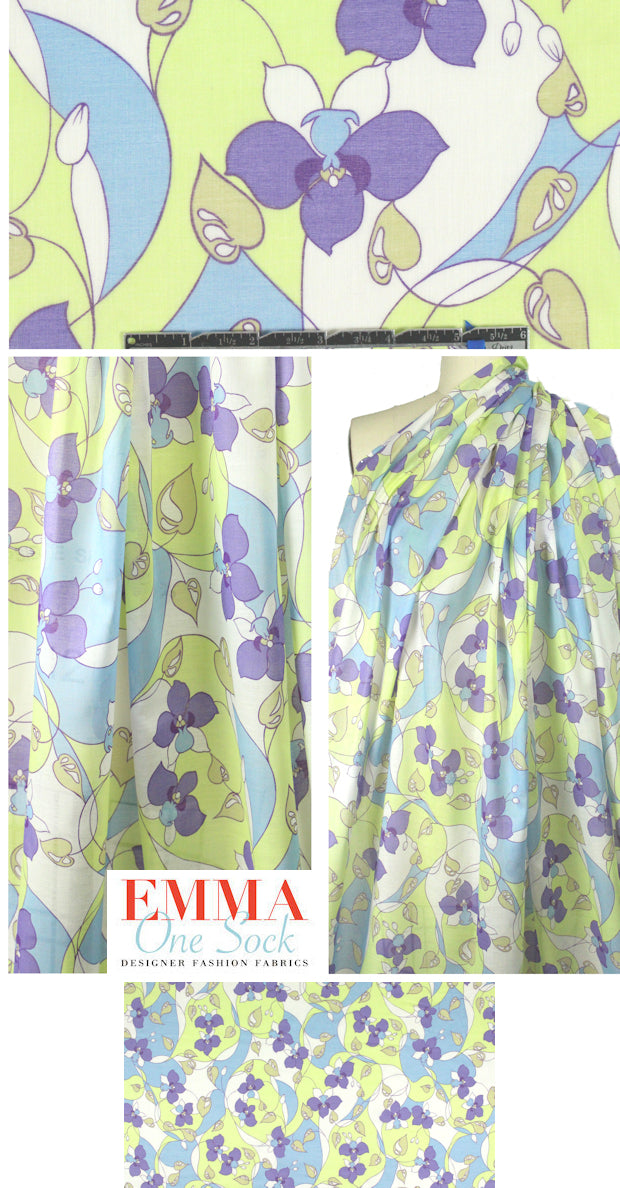 CA designer purple/lime pucci-esque cotton voile 2 yds