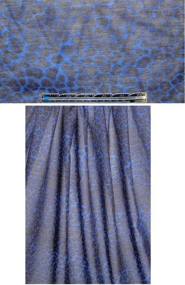 Tamara Me11on blue/black cheetah cotton/silk voile 1.33 yds