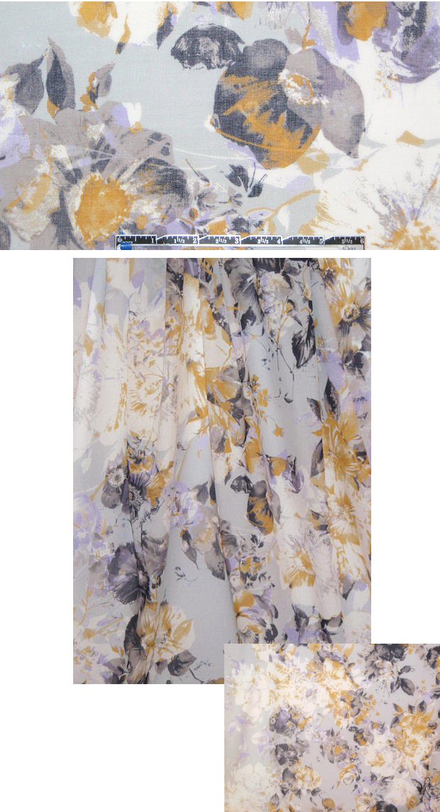 Tahari wisteria/dijon bordered cotton voile
