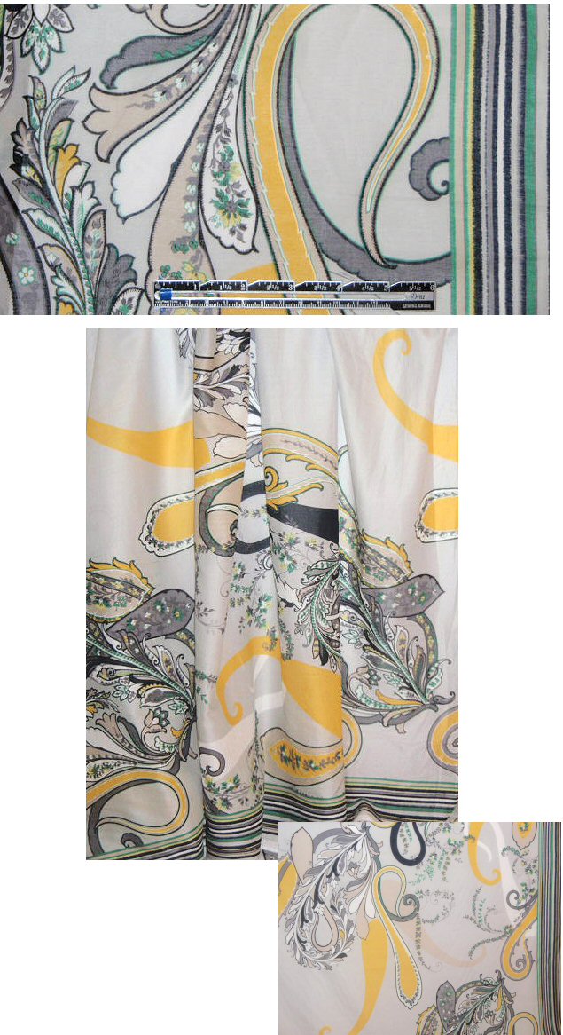 Tahari sunshine/gray bordered cotton voile
