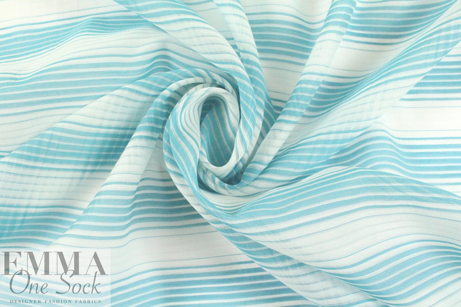 Italian silk/cotton yarn-dye aqua stripe voile