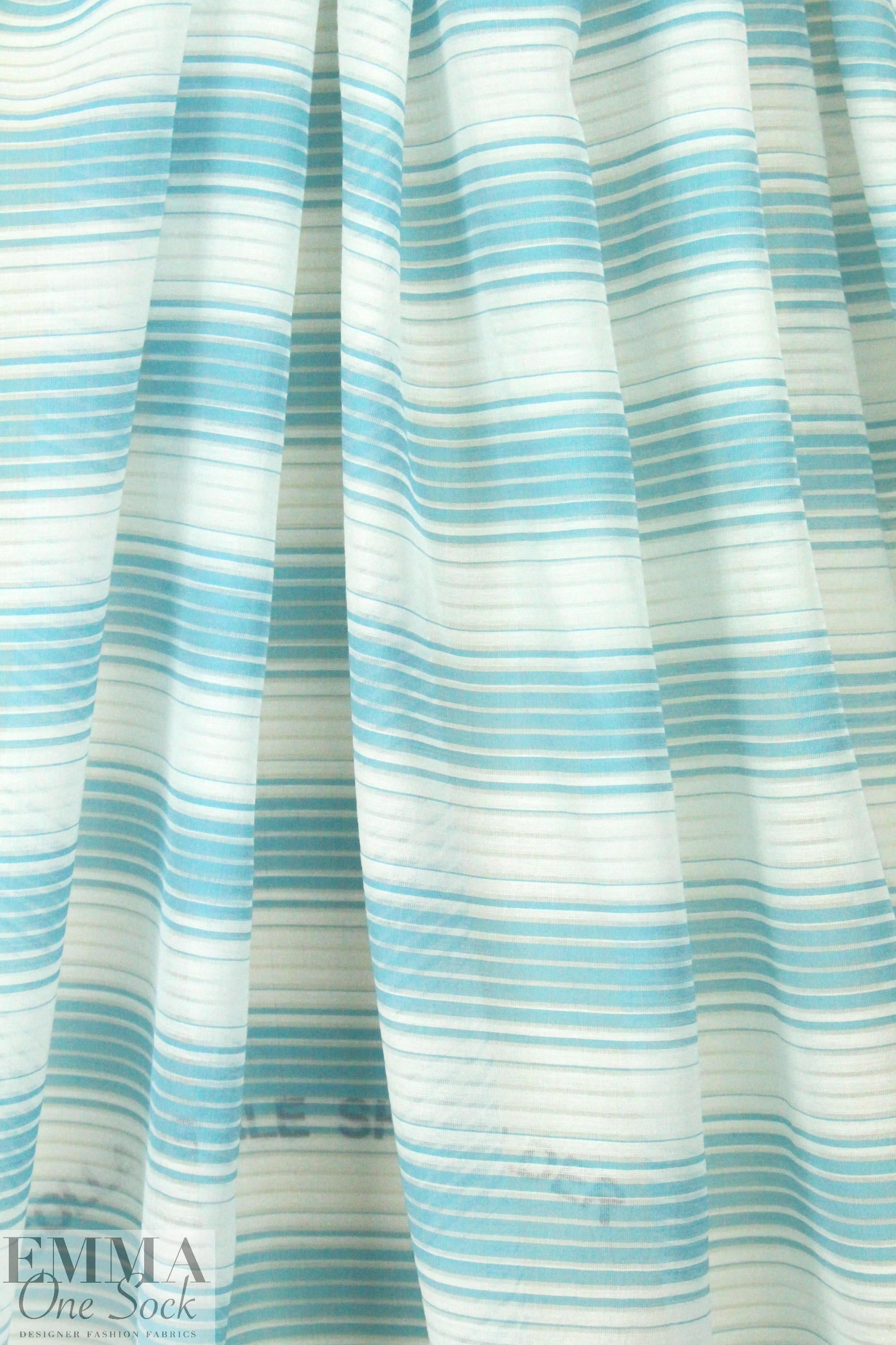 Italian silk/cotton yarn-dye aqua stripe voile
