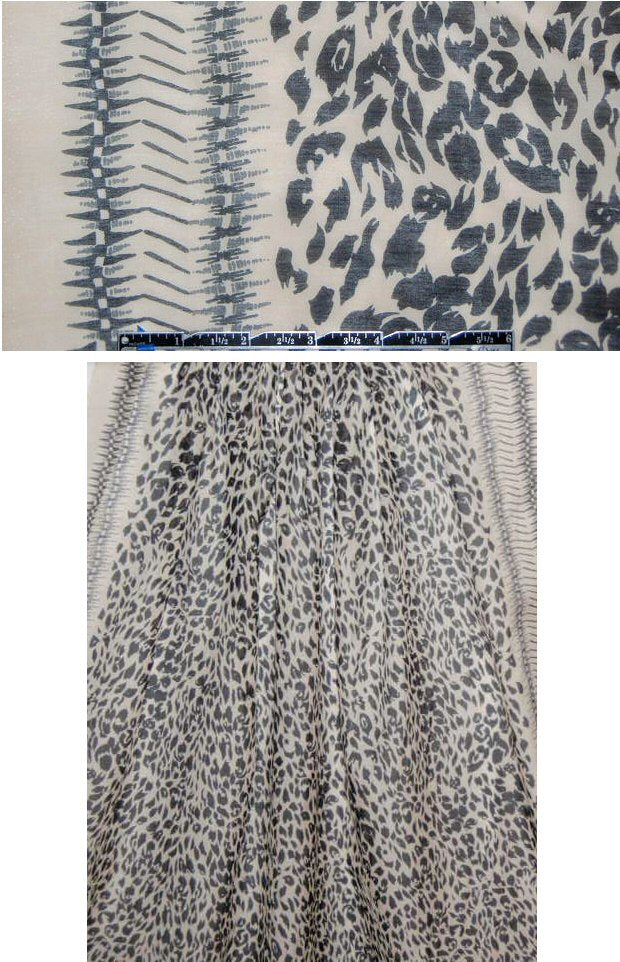 NY designer animal print border cotton/silk voile .75 yds