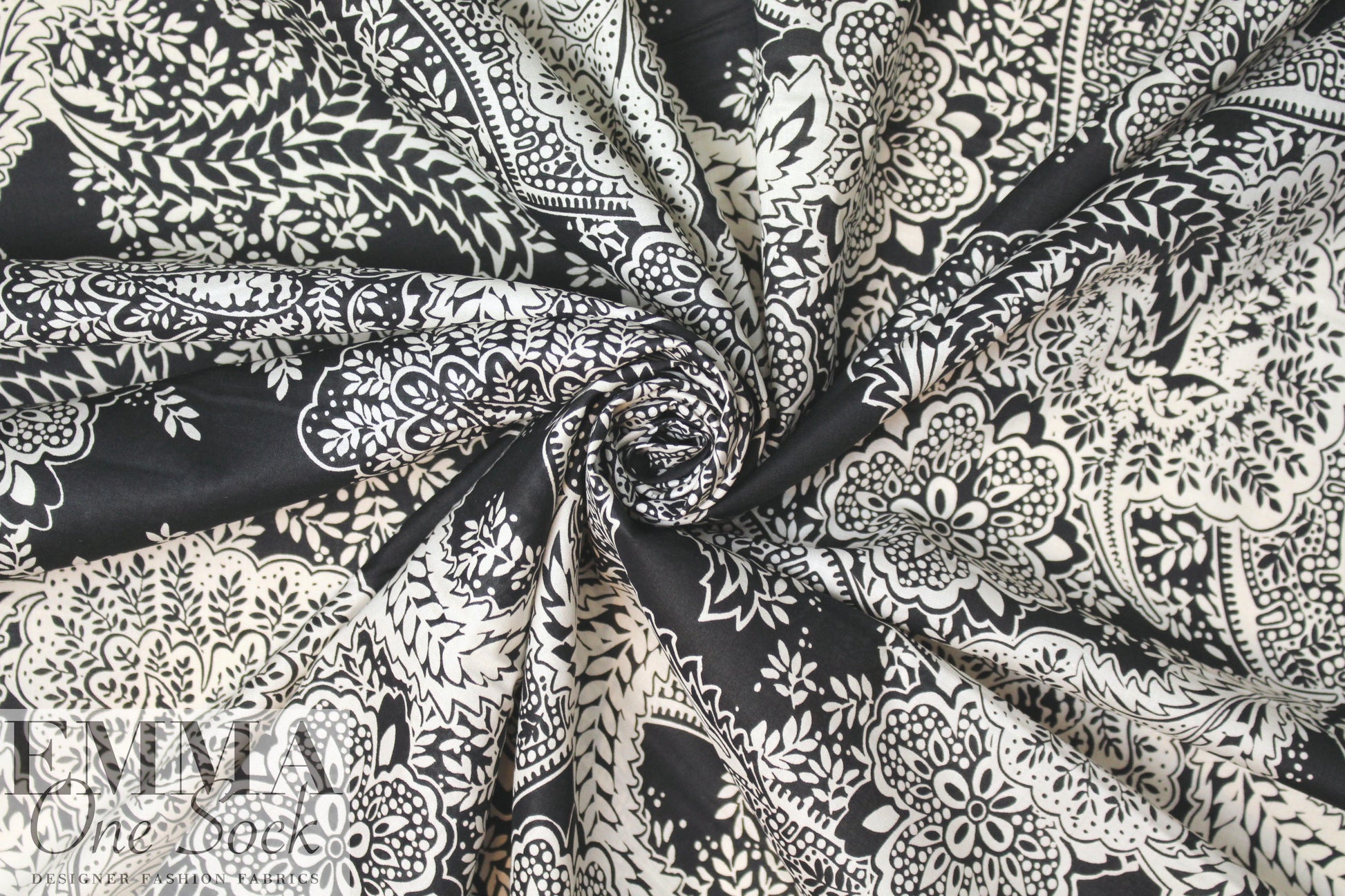 Italian decorative paisley cotton voile